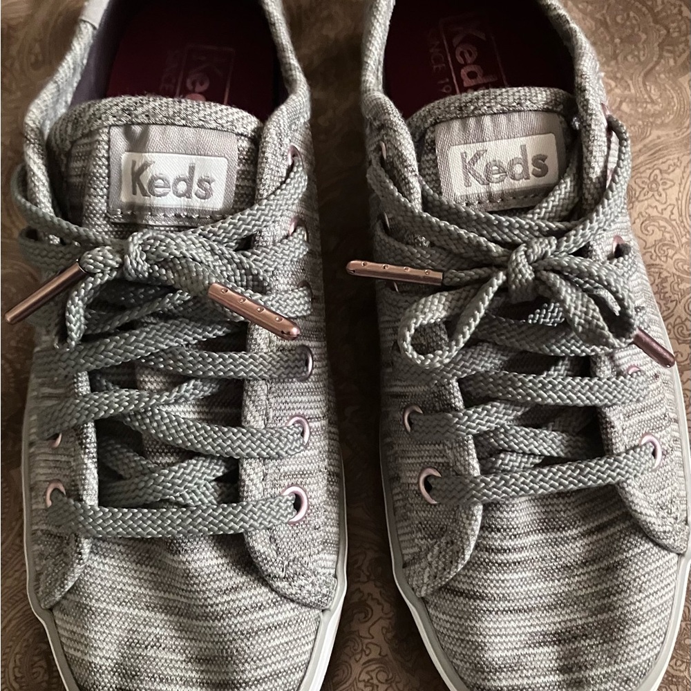 Keds Textured Gray Lace-Up Sneakers